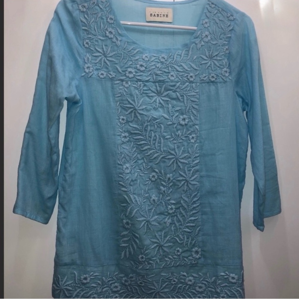 Anthropologie Light Blue Floral Blouse